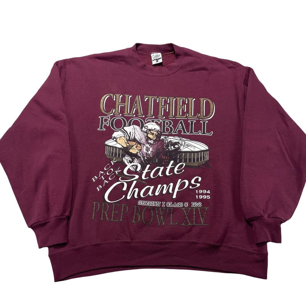 Vintage Gopher Sport Sweatshirt Mens Large Red Chatfield Football State Champs